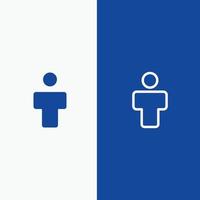 avatar gente masculina línea de perfil y glifo icono sólido línea de banner azul y glifo icono sólido azul bann vector