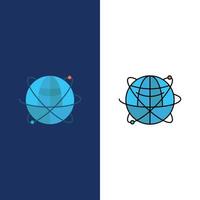 Globe Business Data Global Internet Resources World  Icons Flat and Line Filled Icon Set Vector Blue