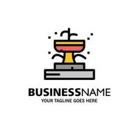 Buildings Fountain Garden Park Business Logo Template Flat Color vector