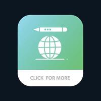 World Education Globe Pencil Mobile App Icon Design vector