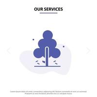 Our Services Nature Pine Spring Tree Solid Glyph Icon Web card Template vector