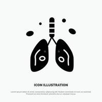 Pollution Cancer Heart Lung Organ solid Glyph Icon vector