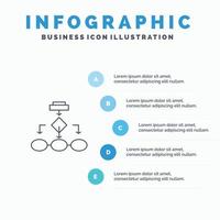 Flowchart Algorithm Business Data Architecture Scheme Structure Workflow Line icon with 5 steps pres vector