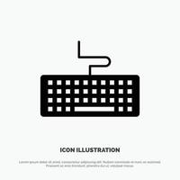 Key Keyboard Hardware Education Solid Black Glyph Icon vector