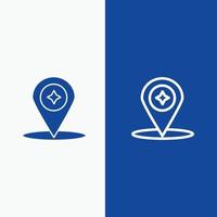 Map Compass Navigation Location Line and Glyph Solid icon Blue banner Line and Glyph Solid icon Blue vector