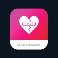 Broken Emotions Forgiveness Heart Love Mobile App Button Android and IOS Glyph Version vector