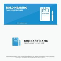 Book Education Knowledge Pencil SOlid Icon Website Banner and Business Logo Template vector