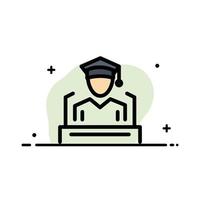 Cap Education Graduation Speech  Business Flat Line Filled Icon Vector Banner Template