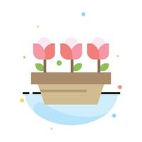 plantilla de icono de color plano abstracto de primavera de planta de crecimiento de flores vector
