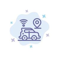 icono azul de la tecnología del mapa de ubicación del coche en el fondo abstracto de la nube vector