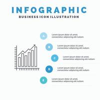 gráfico análisis negocio diagrama marketing estadísticas tendencias línea icono con 5 pasos presentación inf vector