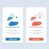 Beach Palm Tree Spring  Blue and Red Download and Buy Now web Widget Card Template vector