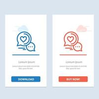 mensaje de burbuja de chat sms chat romántico chat de pareja azul y rojo descargar y comprar ahora tarjeta de widget web vector