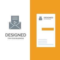 Mail Message Sms Video Player Grey Logo Design and Business Card Template vector