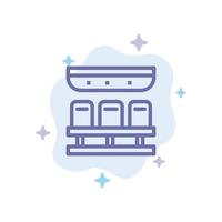 Seats Train Transportation Travel Blue Icon on Abstract Cloud Background vector