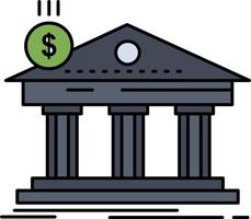 Architecture bank banking building federal Flat Color Icon Vector