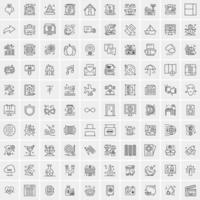 Pack of 100 Universal Line Icons for Mobile and Web vector