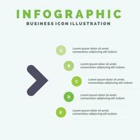 flecha derecha hacia adelante dirección icono sólido infografía 5 pasos presentación antecedentes vector