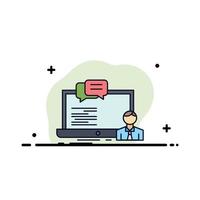 training course online computer chat Flat Color Icon Vector