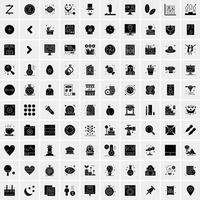 Set of 100 Business Solid Glyph icons vector