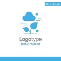 Plant Cloud Leaf Technology Blue Solid Logo Template Place for Tagline vector