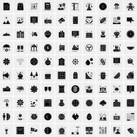 Set of 100 Universal Solid Icons vector