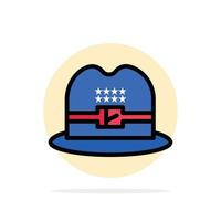 Hat Cap American Abstract Circle Background Flat color Icon vector