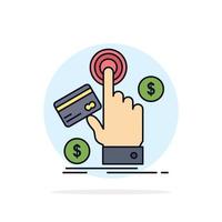 ppc Click pay payment web Flat Color Icon Vector