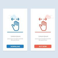 Hand Gesture Left Right zoom out  Blue and Red Download and Buy Now web Widget Card Template vector