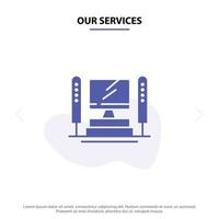 Our Services Computer Computing Server Cpu Solid Glyph Icon Web card Template vector