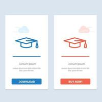 sombrero de graduación de educación académica azul y rojo descargar y comprar ahora plantilla de tarjeta de widget web vector