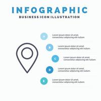 Location Map Marker Pin Line icon with 5 steps presentation infographics Background vector