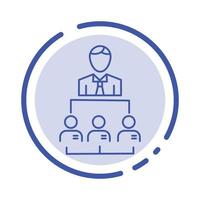organización negocio liderazgo humano gestión línea punteada azul icono de línea vector