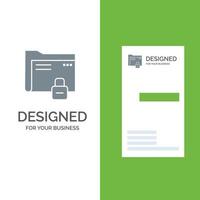 Data Folder Password Protection Secure Grey Logo Design and Business Card Template vector