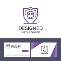 tarjeta de visita creativa y plantilla de logotipo escudo seguridad segura ilustración vectorial simple vector