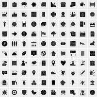 Set of 100 Universal Solid Icons vector