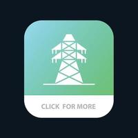 transmisión de energía eléctrica torre de transmisión botón de aplicación móvil versión de glifo de android e ios vector