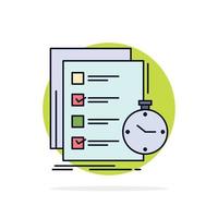 vector de icono de color plano de tiempo de verificación de lista de tareas
