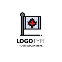 Flag Autumn Canada Leaf Maple Business Logo Template Flat Color vector