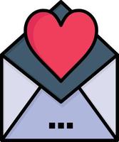 carta correo tarjeta carta de amor amor color plano icono vector icono banner plantilla