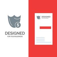 Shield Guard Safety Secure Security Dollar Grey Logo Design and Business Card Template vector