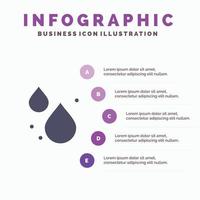 Water Drop Spring Solid Icon Infographics 5 Steps Presentation Background vector