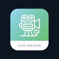 cámara película video cámara amor san valentín aplicación móvil botón android e ios versión de línea vector