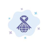 Care Ribbon Globe World Blue Icon on Abstract Cloud Background vector