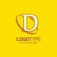 plantilla de logotipo d. lugar de plantilla de nombre de marca de círculo de fondo amarillo para eslogan. diseño de logotipo creativo vector