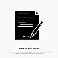 Agreement Paper Document Note Report solid Glyph Icon vector