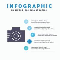Camera Image Photo Picture Solid Icon Infographics 5 Steps Presentation Background vector