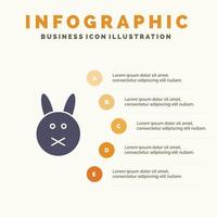 conejito pascua conejo sólido icono infografía 5 pasos presentación antecedentes vector