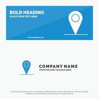 interfaz de mapa de ubicación icono sólido banner de sitio web y plantilla de logotipo de empresa vector