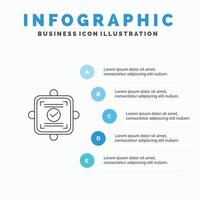 Ok Report Card Agreement Line icon with 5 steps presentation infographics Background vector